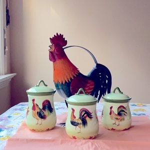🐔 PFALTZGRAFF  ROOSTER CANISTER SET AND ROOSTER WATERING CAN 🐔